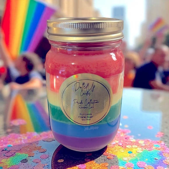 Hand Crafted Other - 16oz Fruit Loops Candle | Pride Collection | Hand-Poured Soy Wax Mason Jar
